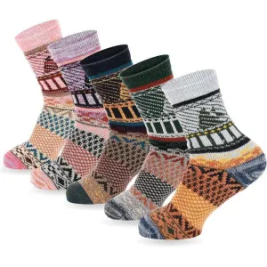5-Pack Warm Crew Wool Socks - Cozy Comfort for Cold Weather
