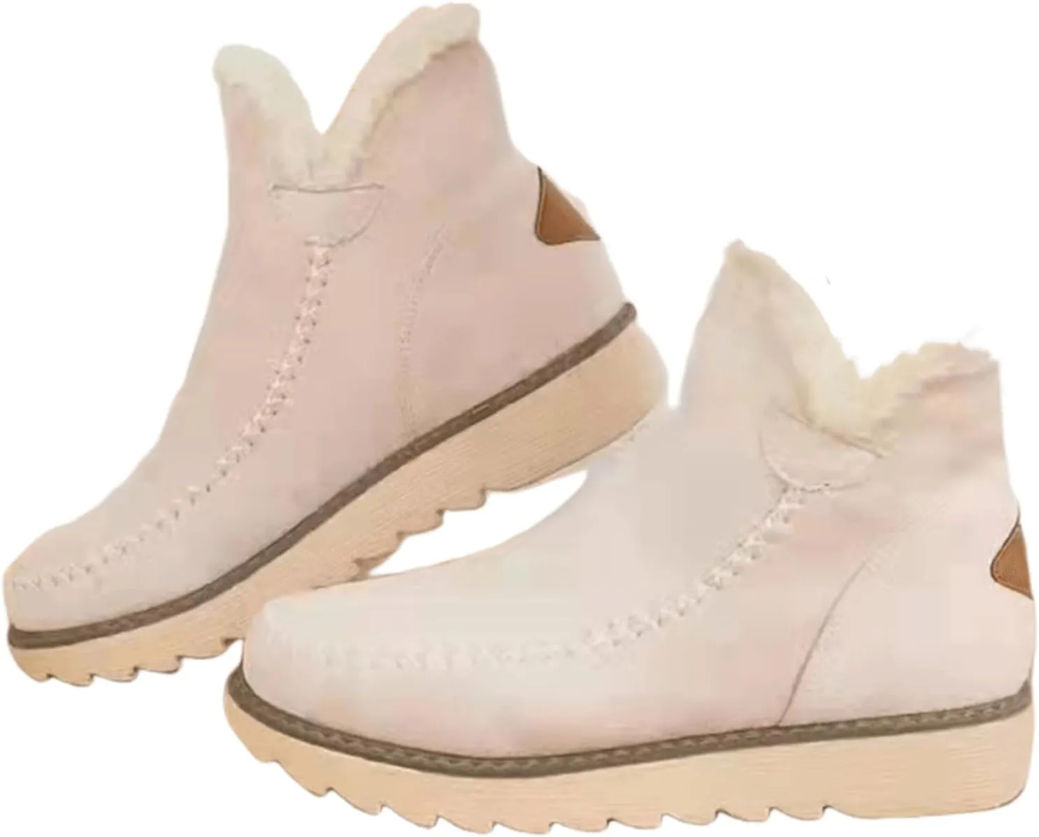 Ladmiple Snow Boots For Women Wide Faux Fur Lined Warm Winter Ankle Boots Outdoor Short Booties Fashion Slip On Walking Shoes