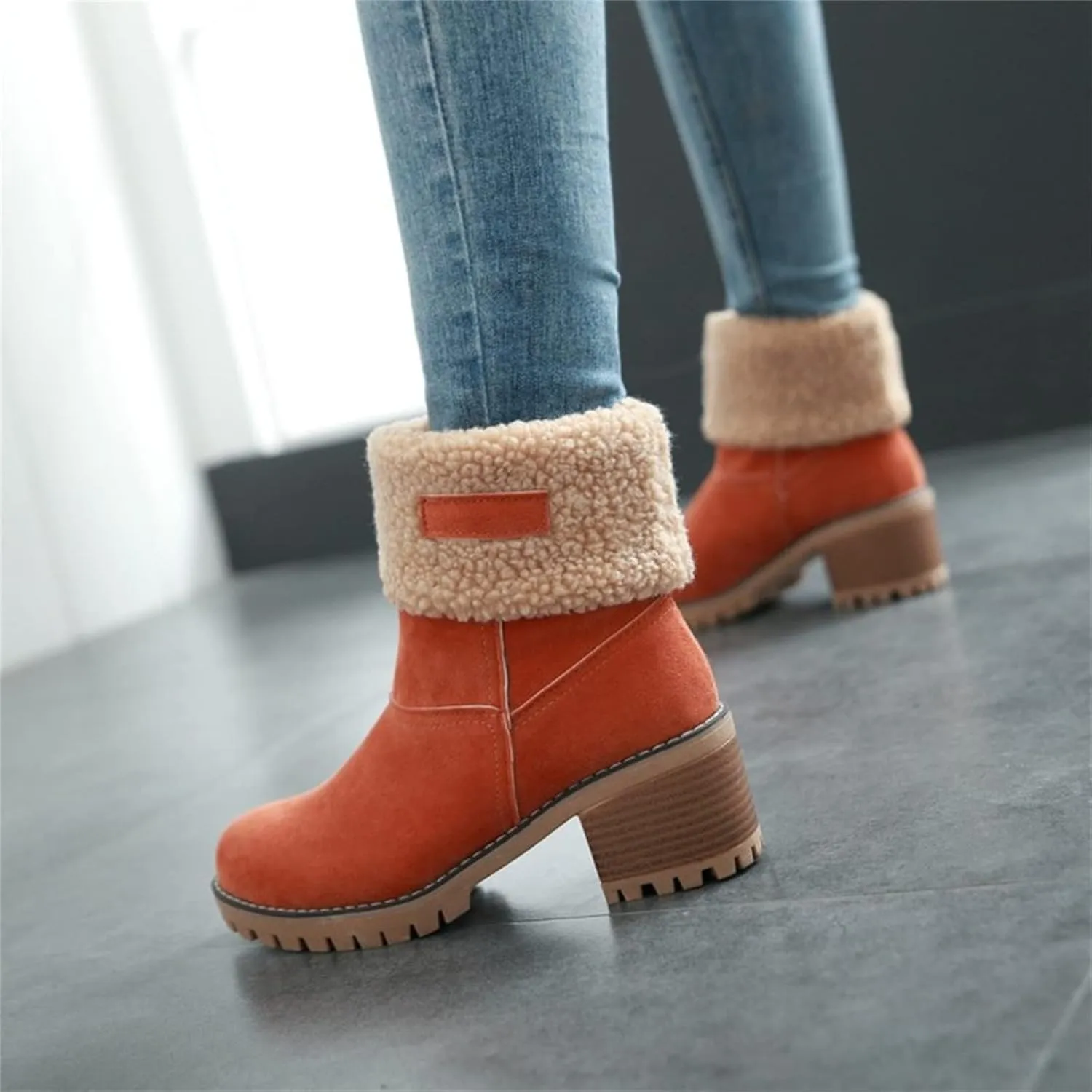 Ladmiple Winter Boots For Women 2023 Snow Ankle Booties Slip on Warm Comfortable Outdoor Fur Lined Thickening Walking Shoes