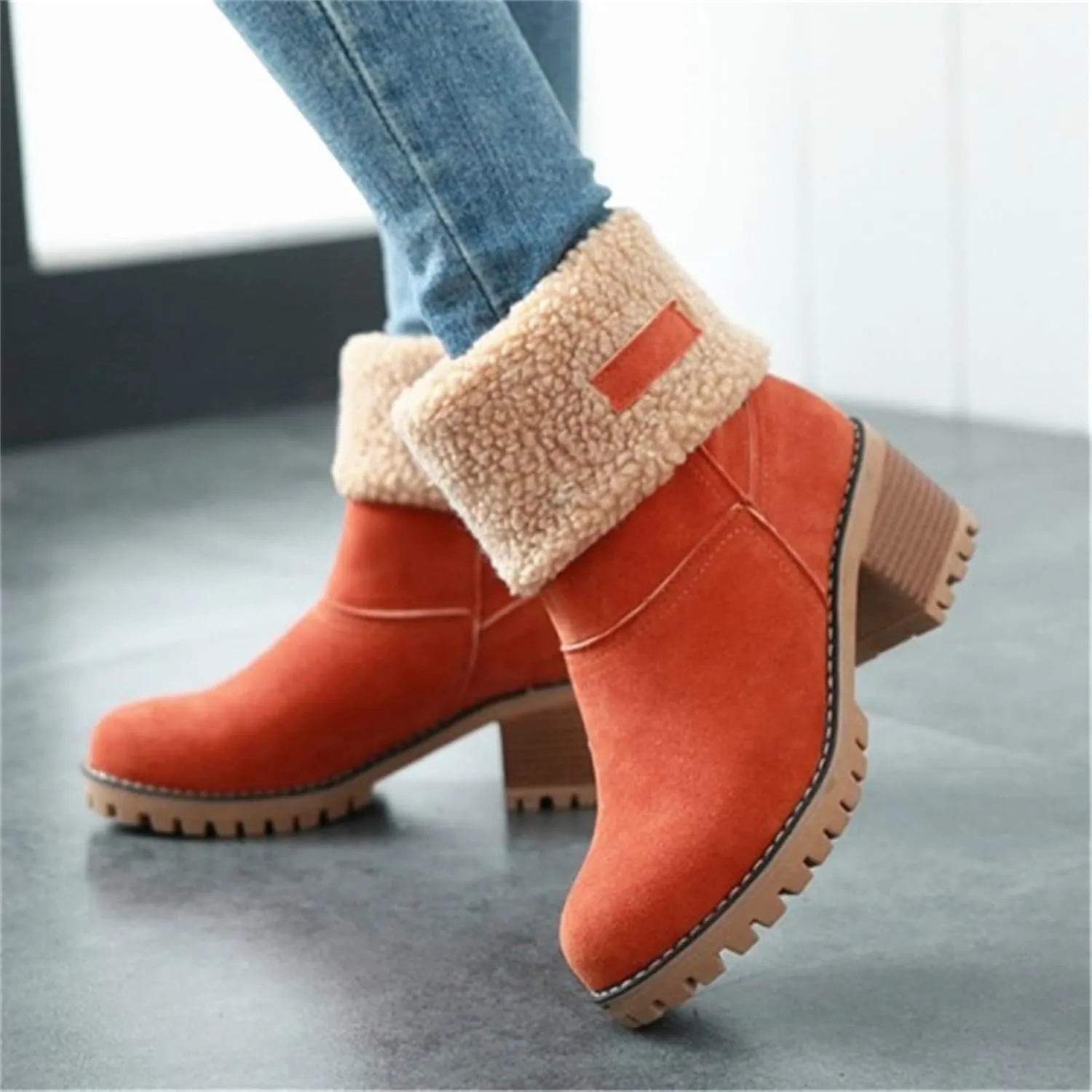 Ladmiple Winter Boots For Women 2023 Snow Ankle Booties Slip on Warm Comfortable Outdoor Fur Lined Thickening Walking Shoes