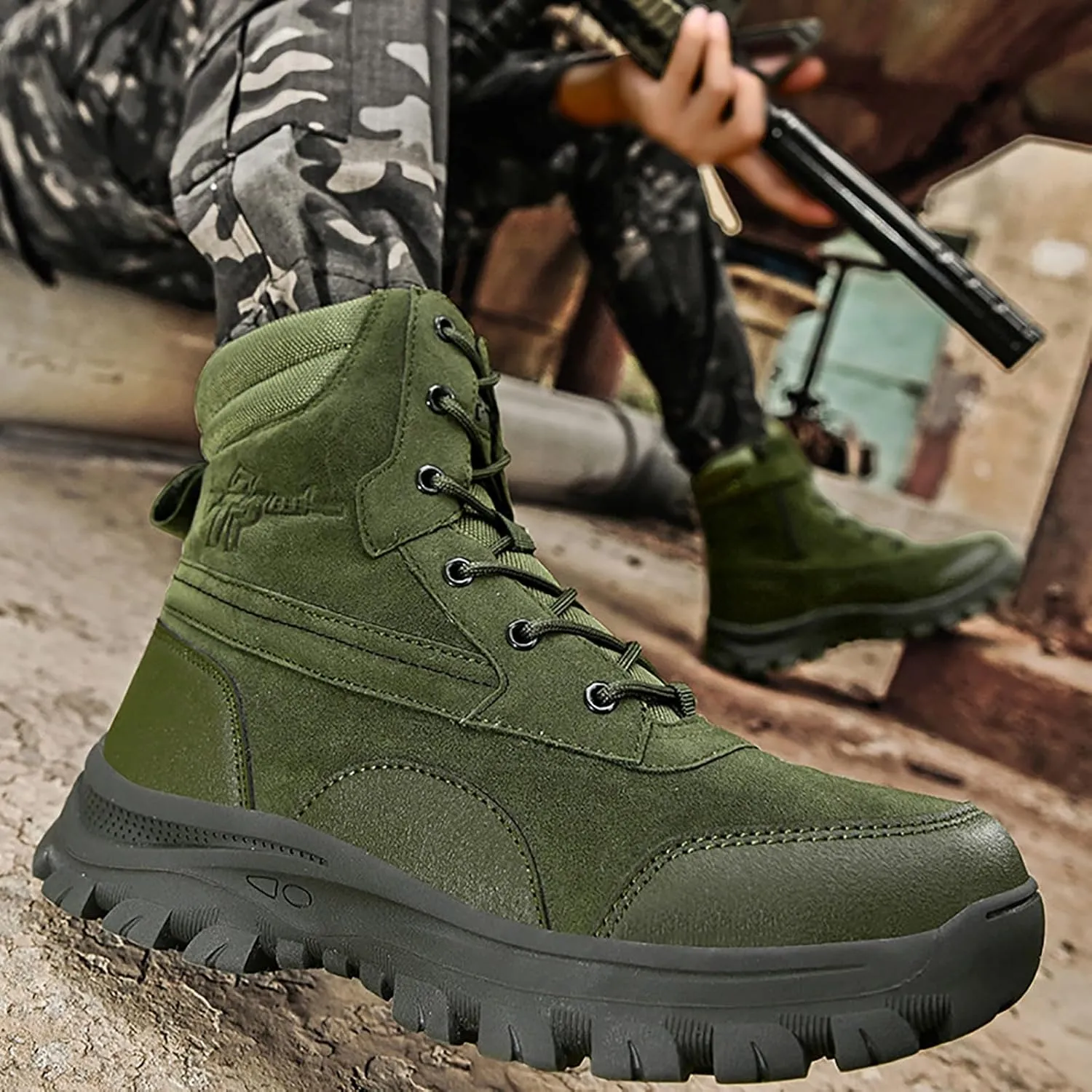 Men's Commando Combat Boots Outdoor Army Patrol Boots Tactical Boots Breathable Military Boots Security Police Shoes
