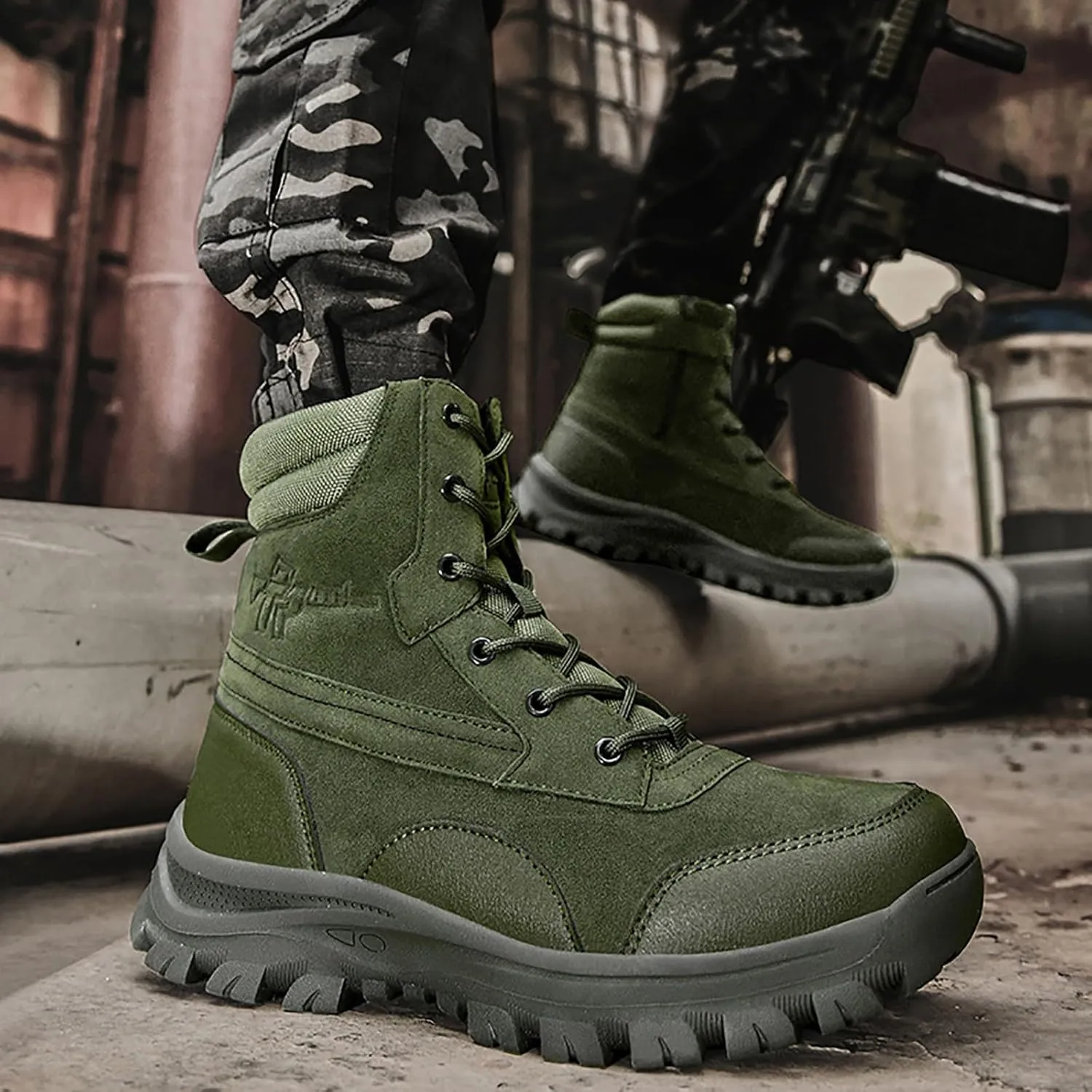 Men's Commando Combat Boots Outdoor Army Patrol Boots Tactical Boots Breathable Military Boots Security Police Shoes