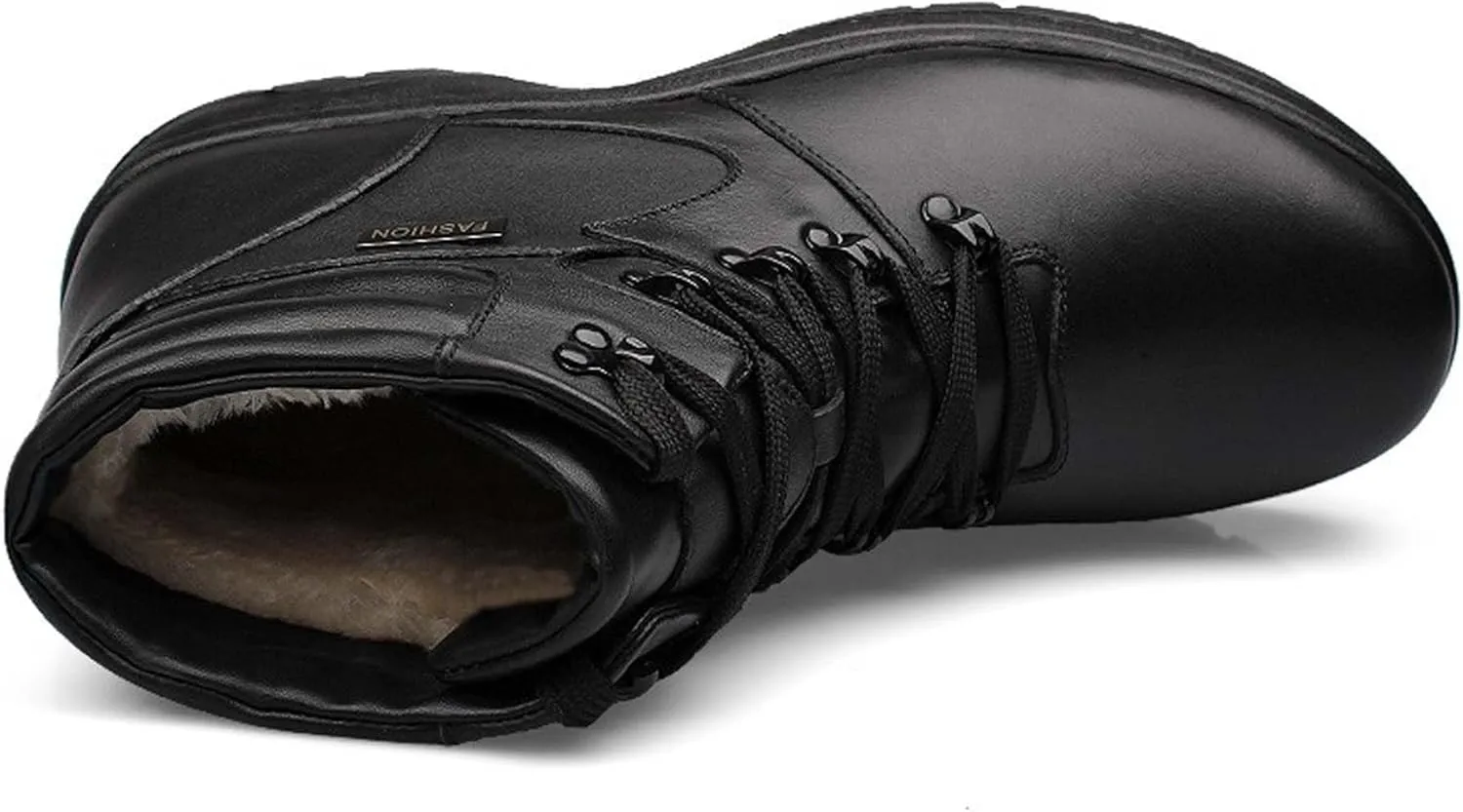 Men's Fashion Motorcycle Boots With Thermal Insulation, Waterproof And Warm Fur Lining, Winter Snow Boots For Hiking, OversizedOutdoor Boots