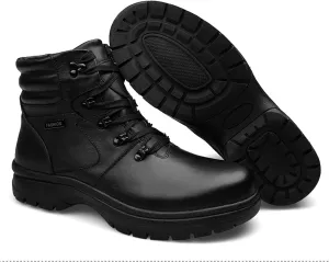 Men's Fashion Motorcycle Boots With Thermal Insulation, Waterproof And Warm Fur Lining, Winter Snow Boots For Hiking, OversizedOutdoor Boots
