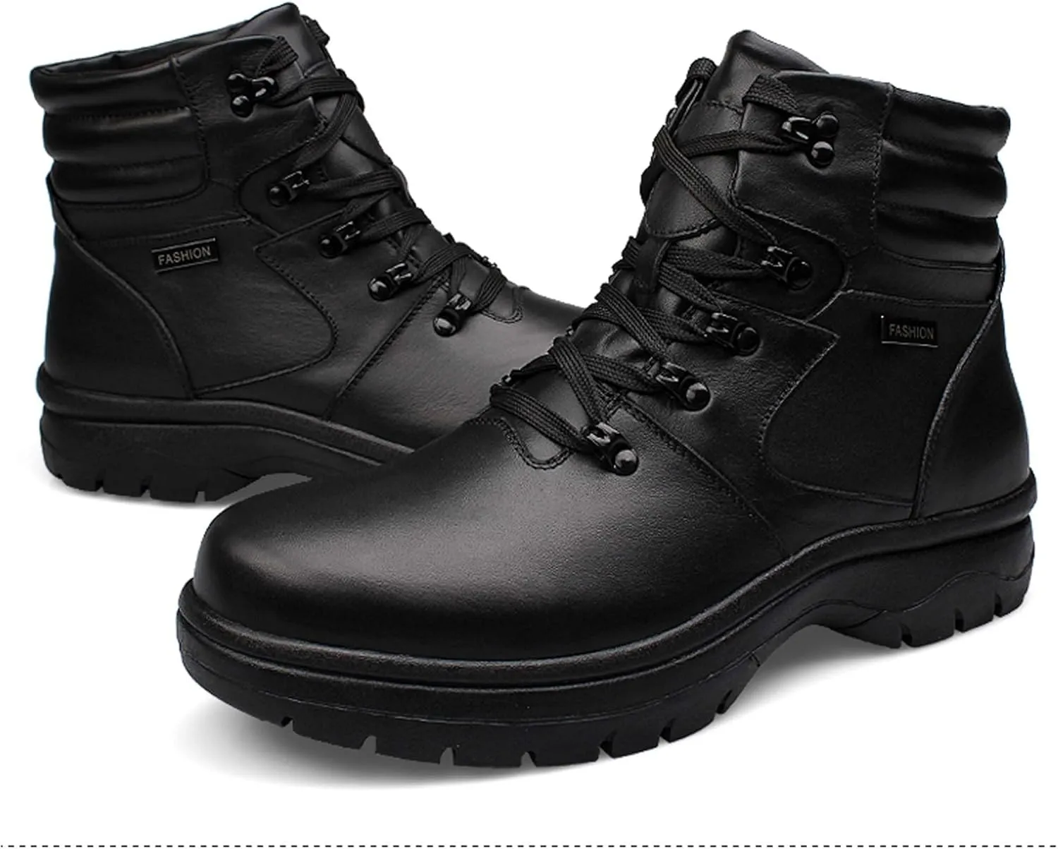 Men's Fashion Motorcycle Boots With Thermal Insulation, Waterproof And Warm Fur Lining, Winter Snow Boots For Hiking, OversizedOutdoor Boots