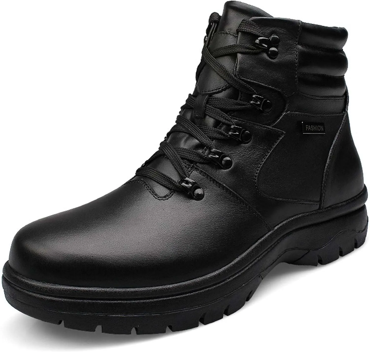 Men's Fashion Motorcycle Boots With Thermal Insulation, Waterproof And Warm Fur Lining, Winter Snow Boots For Hiking, OversizedOutdoor Boots