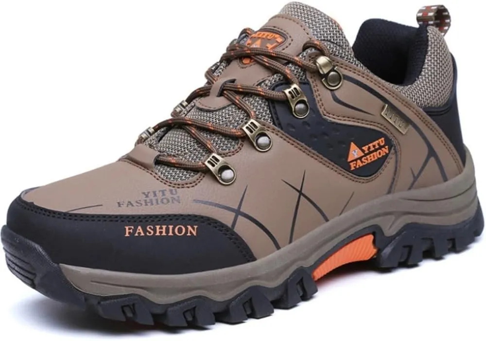 Mens Hiking Winter Snow Insulated Waterproof Outdoor Boots Short Boots with Warm Inner Lining, Lace-Up Closure, Round Toe - Running & Casual Wear