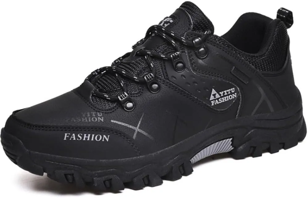 Mens Hiking Winter Snow Insulated Waterproof Outdoor Boots Short Boots with Warm Inner Lining, Lace-Up Closure, Round Toe - Running & Casual Wear