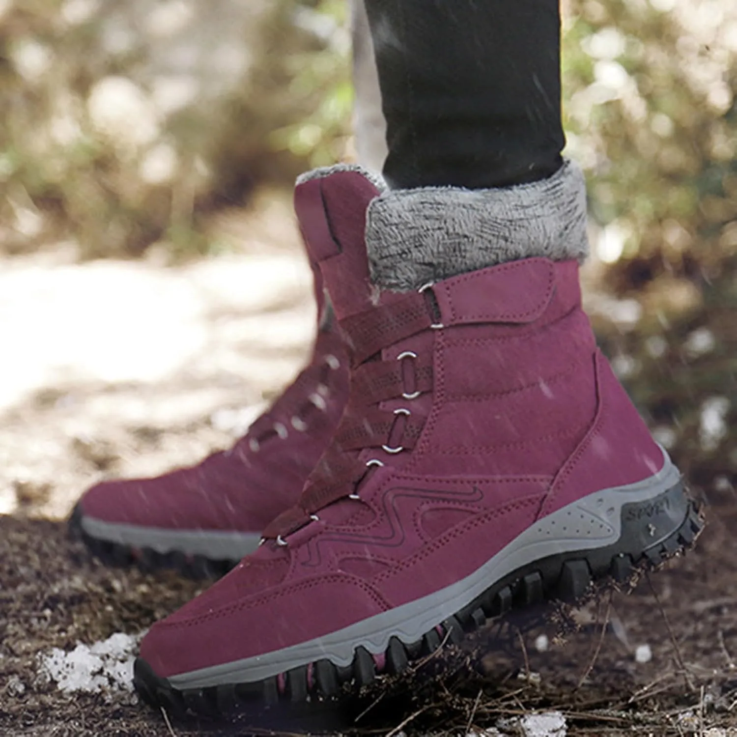 Snow Boots Hiking Men High Top Snow Boots Fashion Casual Women Snow Boots Winter Walking Shoes for Men
