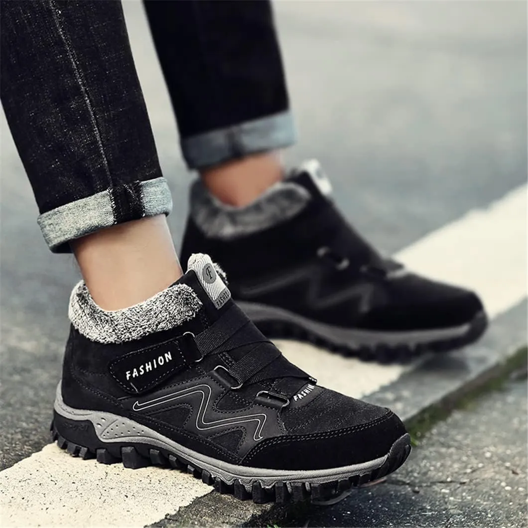 Winter Men Boots with Fur Warm Leather Snow Boots Men Winter Work Casual Shoes Sneakers High Top Ankle Boots