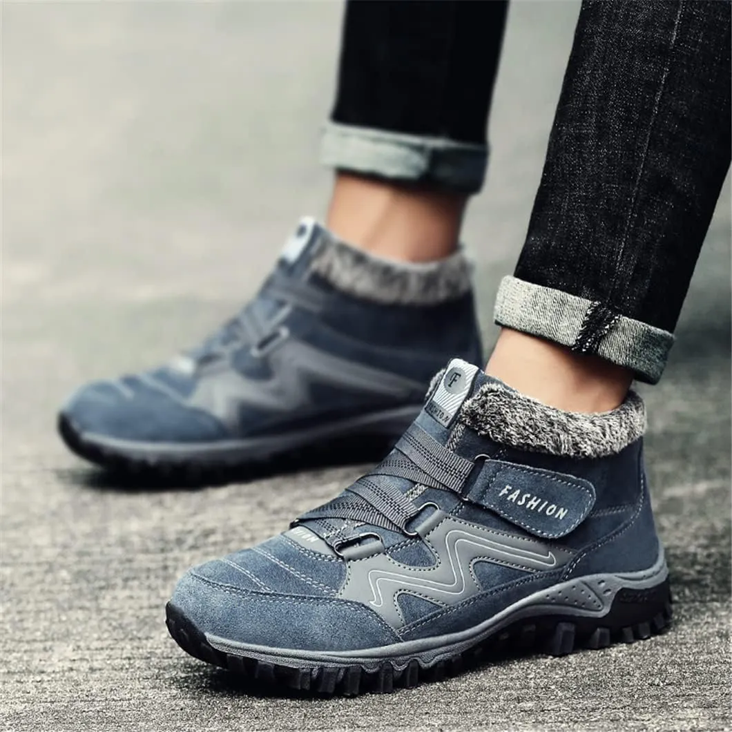 Winter Men Boots with Fur Warm Leather Snow Boots Men Winter Work Casual Shoes Sneakers High Top Ankle Boots