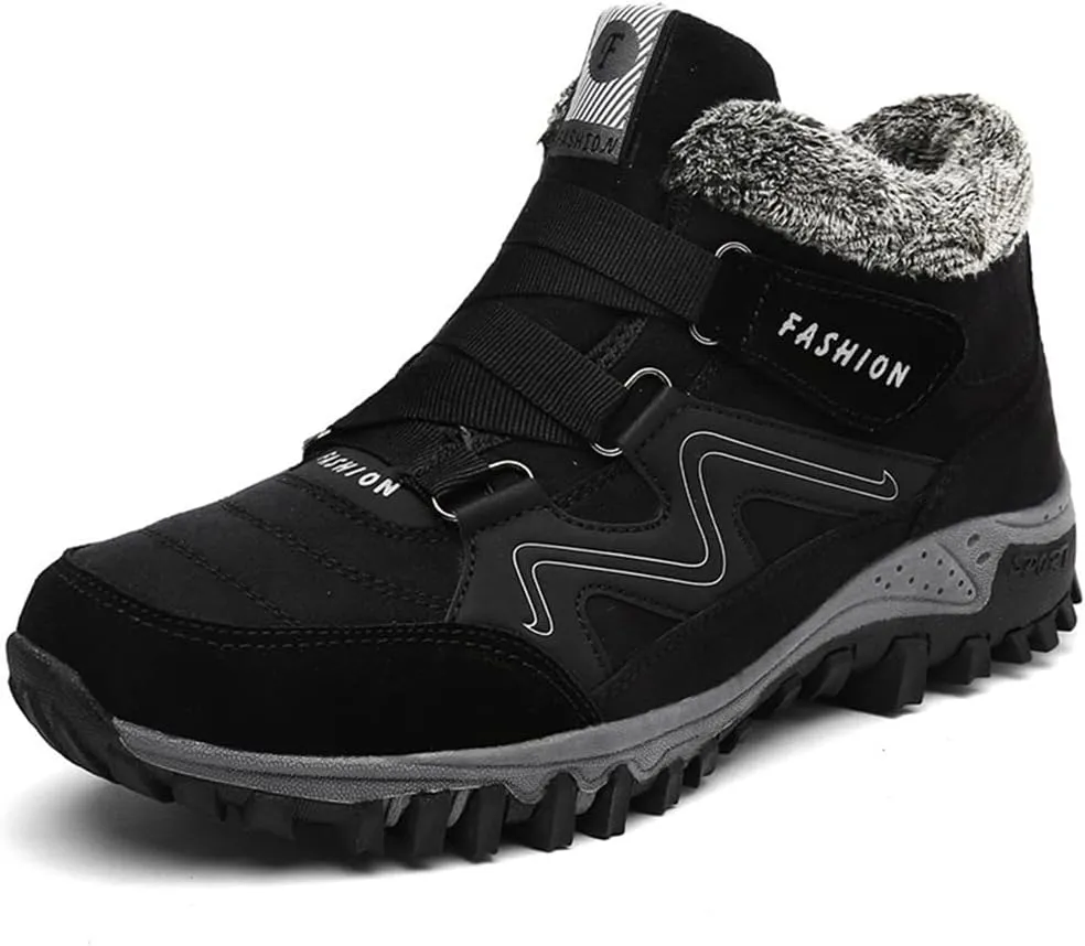 Winter Men Boots with Fur Warm Leather Snow Boots Men Winter Work Casual Shoes Sneakers High Top Ankle Boots