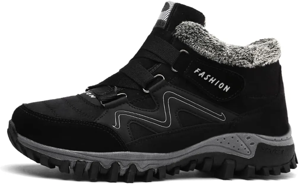 Winter Men Boots with Fur Warm Leather Snow Boots Men Winter Work Casual Shoes Sneakers High Top Ankle Boots