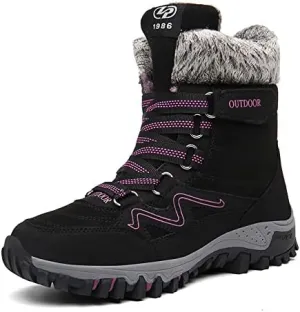 Women Winter Snow Boots Water Resistant Warm Fur Lined Anti Slip Mid-Calf Waterproof Casual Lightweight Hiking Outdoor Trekking Boot
