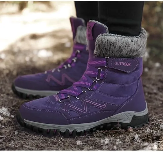 Women Winter Snow Boots Water Resistant Warm Fur Lined Anti Slip Mid-Calf Waterproof Casual Lightweight Hiking Outdoor Trekking Boot