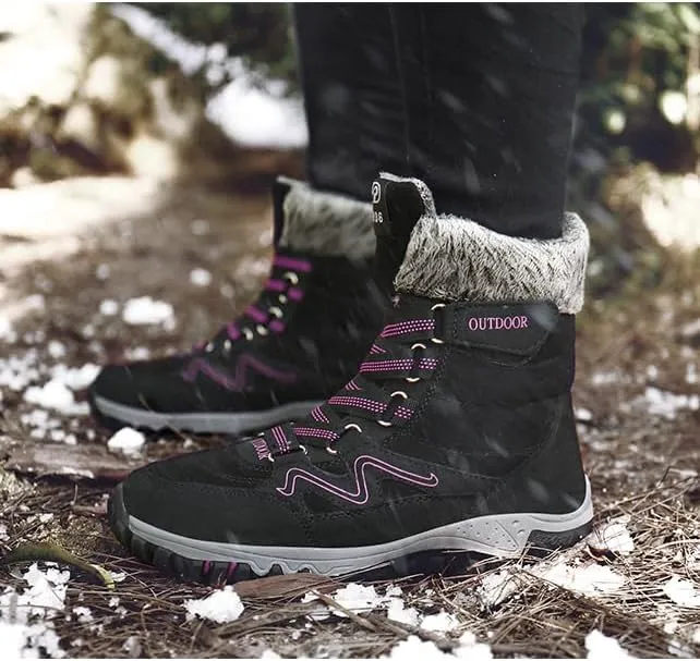 Women Winter Snow Boots Water Resistant Warm Fur Lined Anti Slip Mid-Calf Waterproof Casual Lightweight Hiking Outdoor Trekking Boot