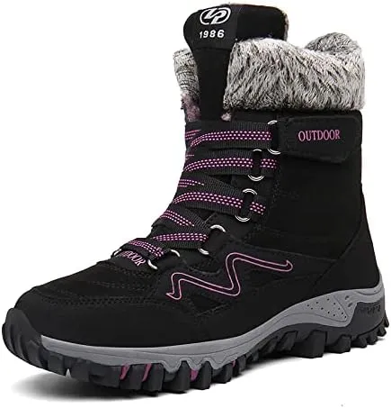 Women Winter Snow Boots Water Resistant Warm Fur Lined Anti Slip Mid-Calf Waterproof Casual Lightweight Hiking Outdoor Trekking Boot