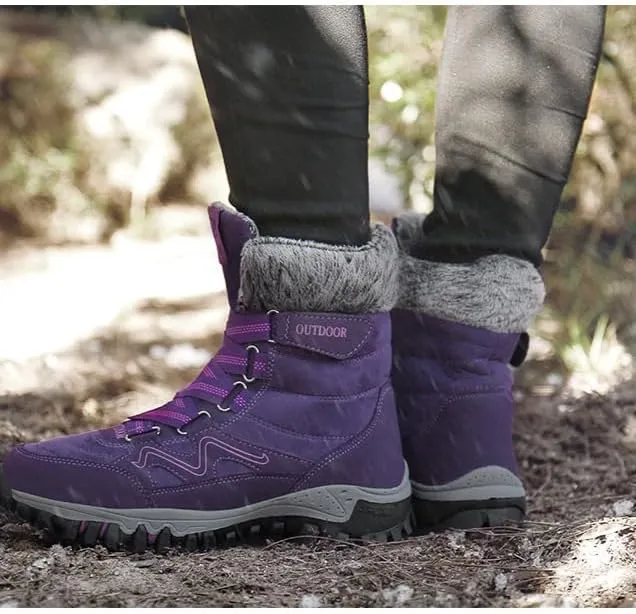 Women Winter Snow Boots Water Resistant Warm Fur Lined Anti Slip Mid-Calf Waterproof Casual Lightweight Hiking Outdoor Trekking Boot