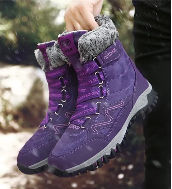 Women Winter Snow Boots Water Resistant Warm Fur Lined Anti Slip Mid-Calf Waterproof Casual Lightweight Hiking Outdoor Trekking Boot
