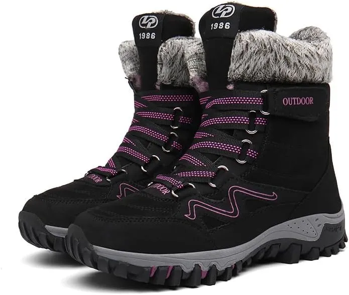 Women Winter Snow Boots Water Resistant Warm Fur Lined Anti Slip Mid-Calf Waterproof Casual Lightweight Hiking Outdoor Trekking Boot