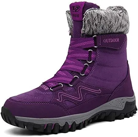 Women Winter Snow Boots Water Resistant Warm Fur Lined Anti Slip Mid-Calf Waterproof Casual Lightweight Hiking Outdoor Trekking Boot