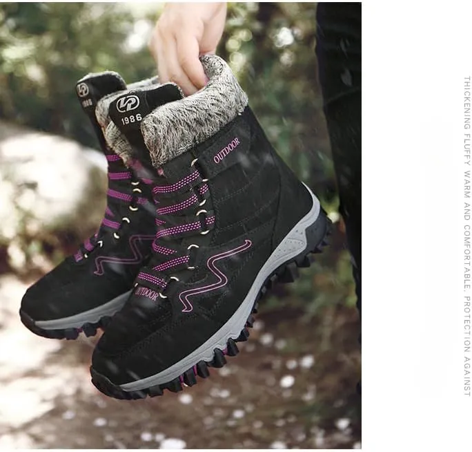 Women Winter Snow Boots Water Resistant Warm Fur Lined Anti Slip Mid-Calf Waterproof Casual Lightweight Hiking Outdoor Trekking Boot