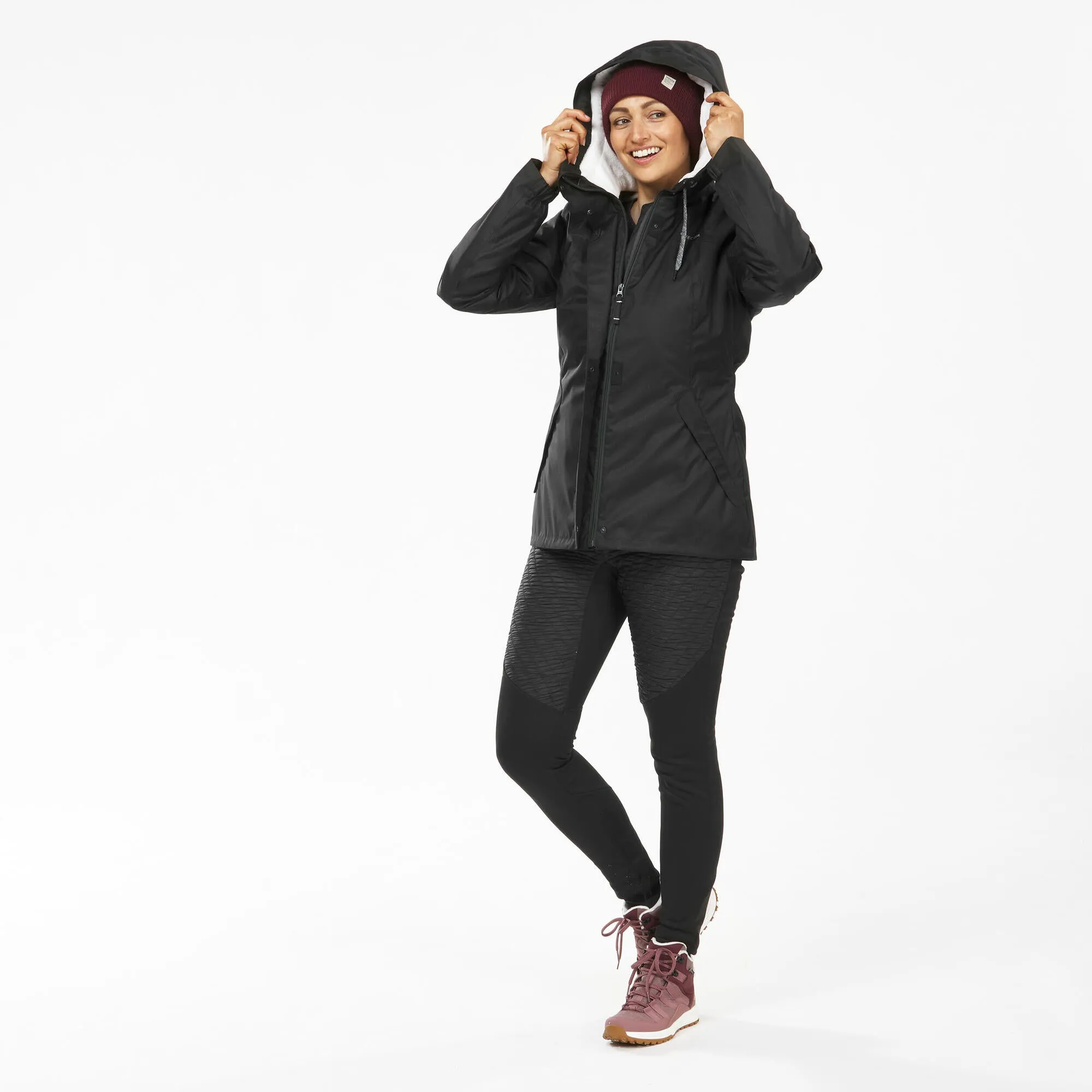 Women's hiking waterproof winter jacket - SH500 14°F