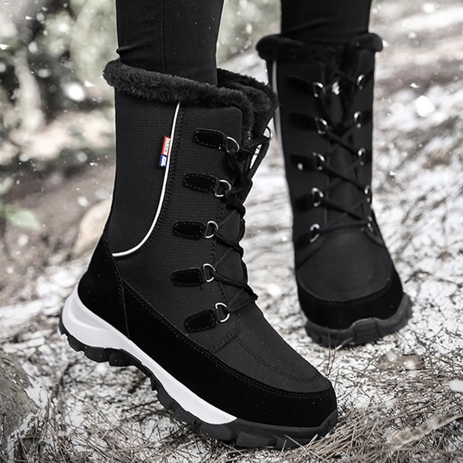 Womens Winter Boots Waterproof Insulated,High Top Breathable Keep Warm Winter Shoes Women,Casual Comfortable Fur Lined Women's Snow Boots,Slip Resistant