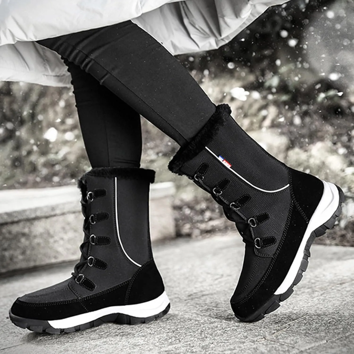 Womens Winter Boots Waterproof Insulated,High Top Breathable Keep Warm Winter Shoes Women,Casual Comfortable Fur Lined Women's Snow Boots,Slip Resistant